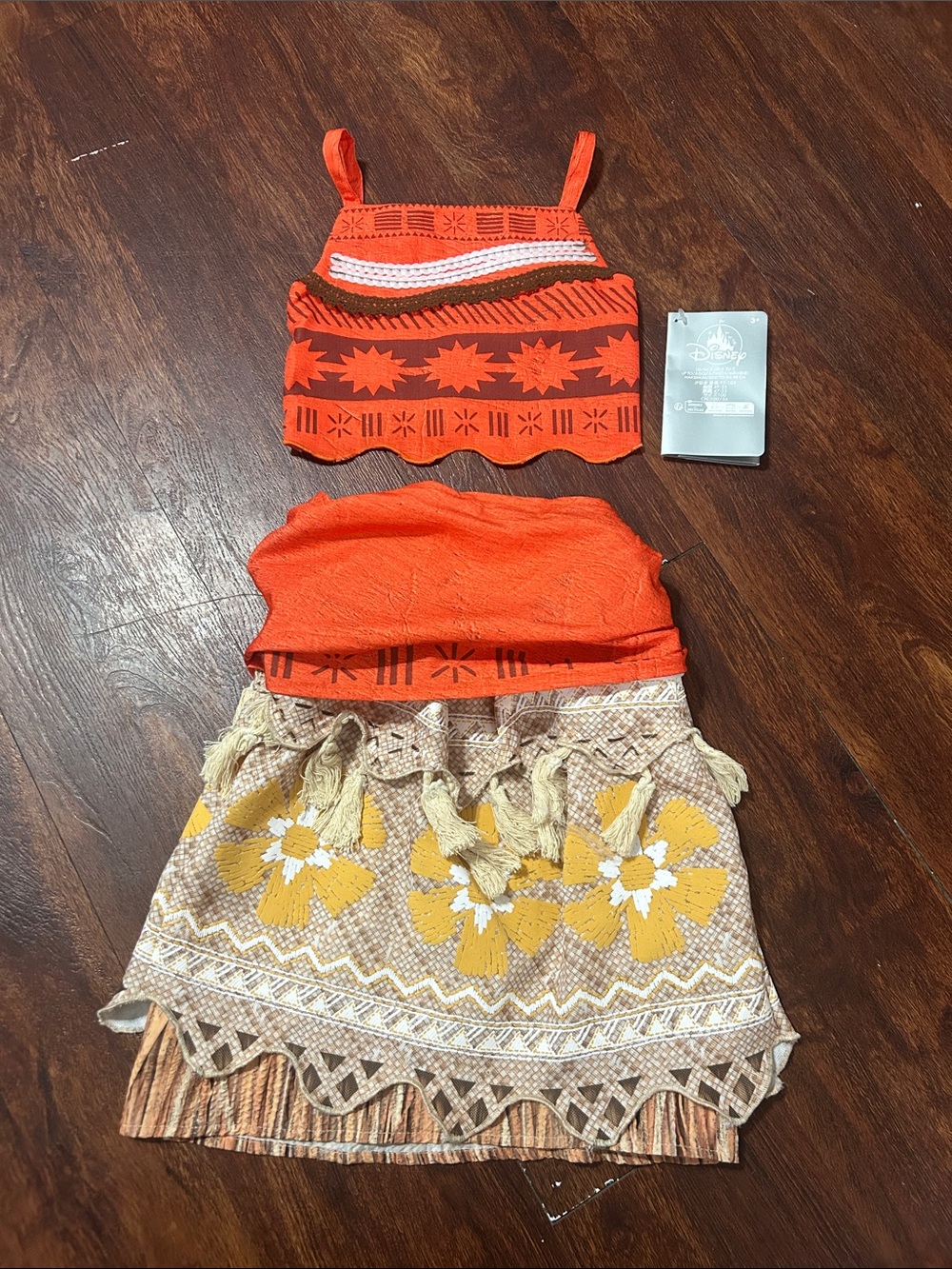 Disney Girls Orange and Yellow Two-Piece Moana-Inspired Dress Set